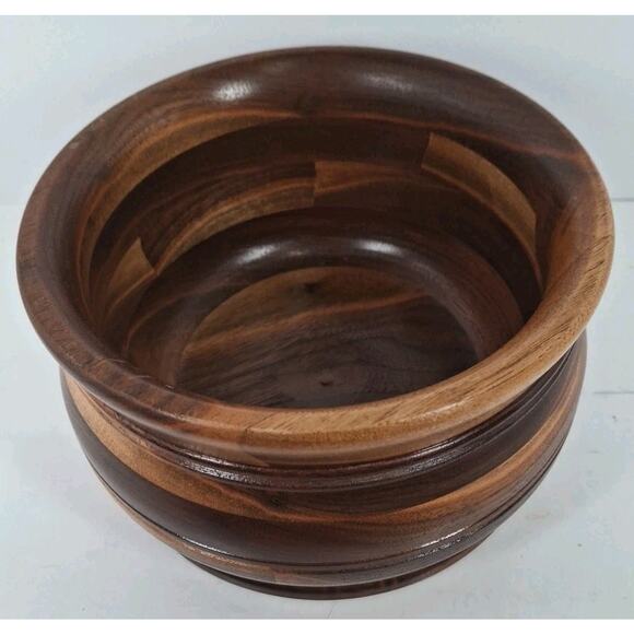 Vintage Wooden Bowl with Felt Covered Bottom 7" Diameter Bowl - Picture 1 of 5